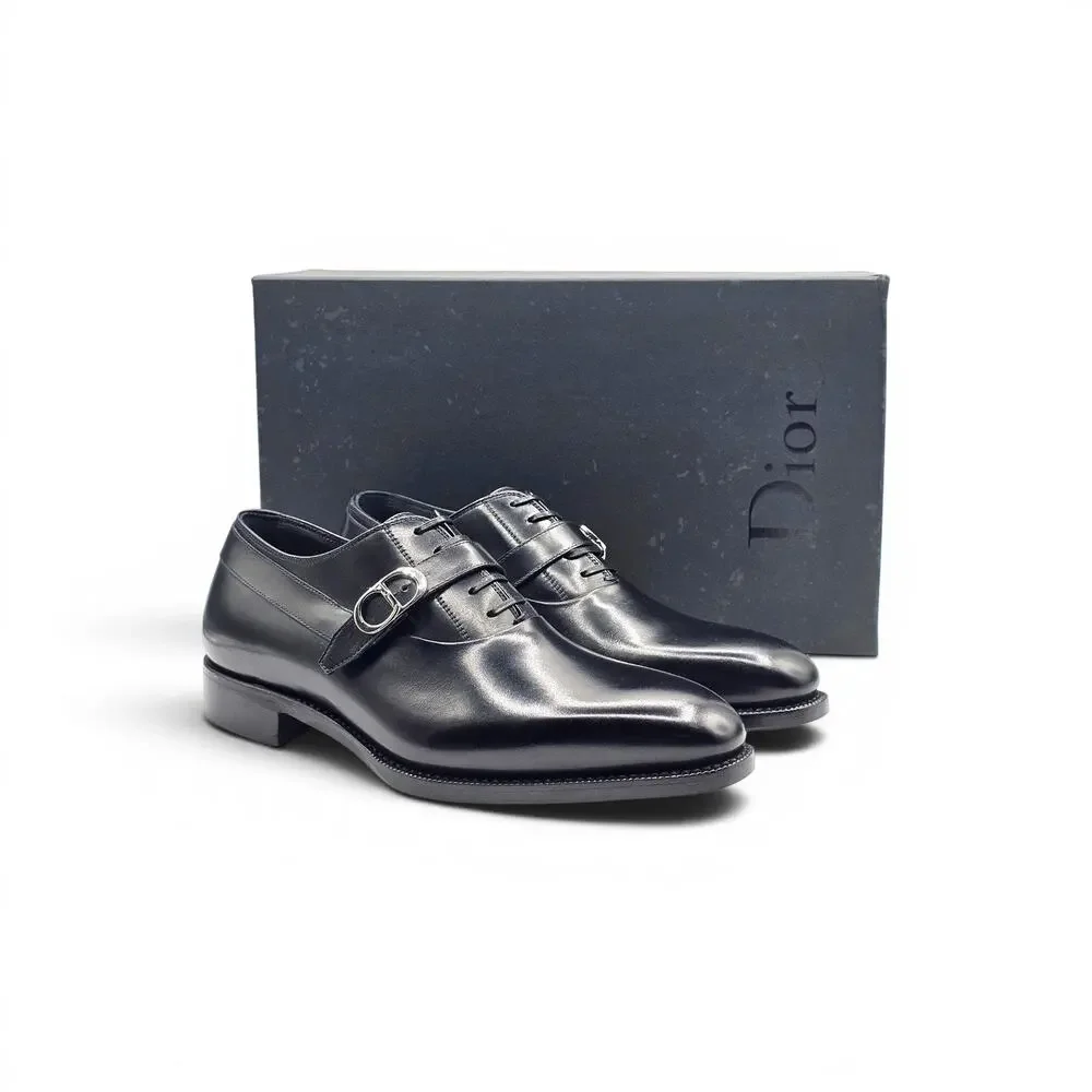 Dior CD Buckle Leather Derby Shoes in Black EU 39 US 6
